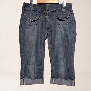 HUGO BOSS Cropped Denim Capri Utility Y2K Cargo Pocket Jeans